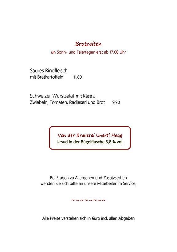Unsere Speisekarte
